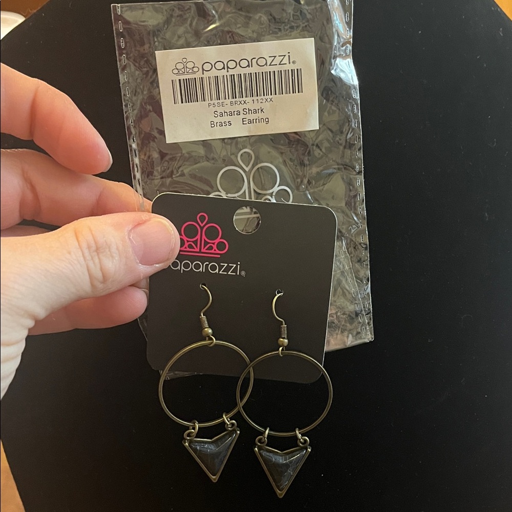 Paparazzi Brass and Silver Triangle Earrings